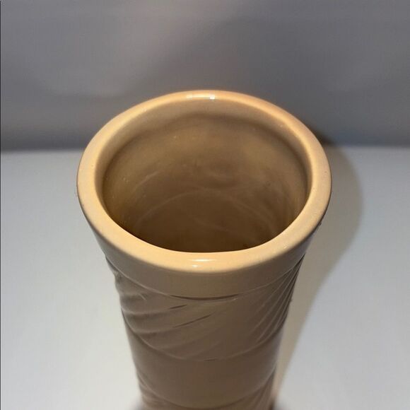 Tan Textured Accent Vase with Diagonal Patterns - Picture 7 of 9